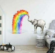 Elephant Rainbow Wall Art Stickers