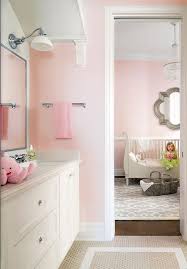 Pink Girl Bathroom With Beige Hex Tile