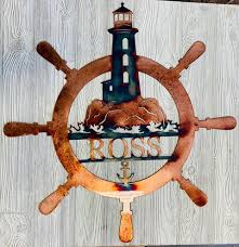 Ships Wheel Monogram Lighthouse Home