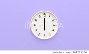 White Wall Clock Isolated On Purple