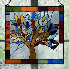 River Of Goods 18 In Stained Glass Mystical World Tree Window Panel