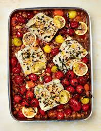 baked halibut with borlotti beans and