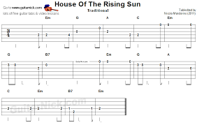 300+ free easy guitar songs / tabs, tuto. House Of The Rising Sun Easy Guitar Lesson Guitarnick Com