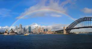 australia city harbor rainbow sydney