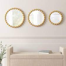 Marlowe Gold Beaded Round Wall Mirror