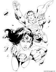 62 wonder woman pictures to print and color. Wonder Woman With Superman For Adult Coloring Pages Printable