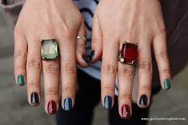 bejewelled nails and jewel tones