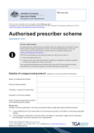 Authorised Prescriber Scheme Application Form