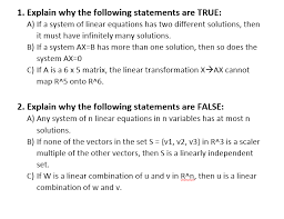explain why the following statements