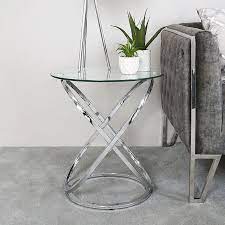 Ulric Chrome And Glass End Table Side