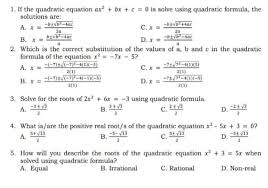 Quadratic Equation Ax² Bx C