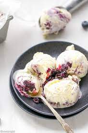 creme fraiche ice cream with blueberry