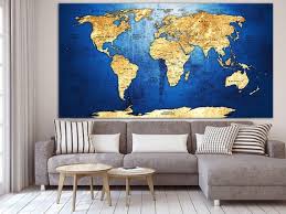 World Map Wall Art Golden Map Of The