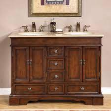 Bathroom vanity cabinets are both beautiful and useful, the ultimate product of the union between form and function. 48 Inch Small Double Sink Vanity With Granite Or Travertine Top