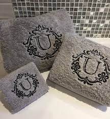 Lusciously soft with a chain embroidery in contrast hues, this bath towel is the perfect way to. Personalised Towels Monogram Towels Embroidered Towels Any Initial 16 Towel Colours Silver F Cloth Hand Bath Towel Buy Online In Japan At Desertcart Jp Productid 179742772
