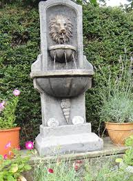 Large Stone Lions Wall Water Fountain