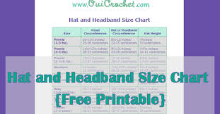 Oui Crochet Hat And Headband Size Chart Free Printable