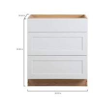 hton bay cambridge white shaker embled base kitchen cabinet with 3 soft close drawers 30 in w x 24 5 in d x 34 5 in h