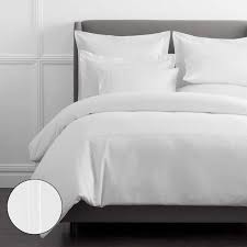 The Company Dorset Stripe Legends Hotel White Embroidered 600 Thread Count Egyptian Cotton Sateen Queen Duvet Cover