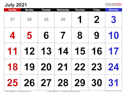This online editable calendar july 2021 is a monthly calendar come with usa holidays and vacations but you can easy to edit and add your own. July 2021 Calendar Templates For Word Excel And Pdf