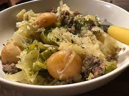 stewed cabbage and potatoes with pork