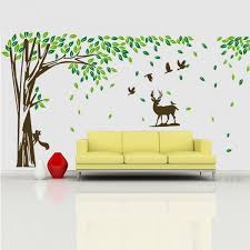large blowing leaves tree wall decal