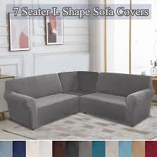7 Seater Velvet L Shape Sofa Covers 3