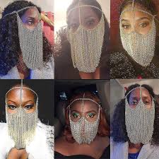 chain mask face headwear chain jewelry