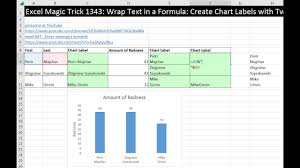 Excel Magic Trick 1343 Wrap Text In A Formula Create Chart Labels With Two Lines