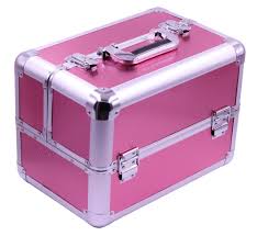 aluminium pink cosmetic vanity box at