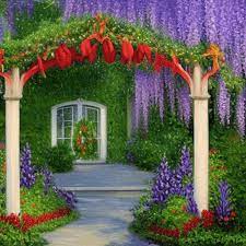 3d Garden Arbor With Wisteria And