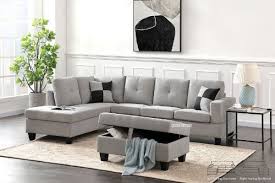 Adisen L Shape Sofa With Ottoman Light