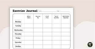 exercise journal worksheet teach starter