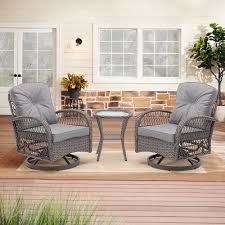 3pcs Outdoor Swivel Rocker Patio Chairs