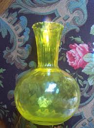 vintage vaseline glass vase yellow