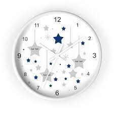 Navy Blue Star Baby Nursery Wall Clock