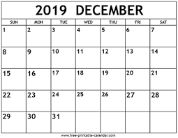 December 2019 Calendar Template Free Printable Calendar Com