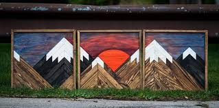 Mountain Wood Wall Art 3 Panel
