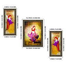 Indianara 3 Pc Set Of Still Art Paintings Without Glass (6 X 13, 10.2 X 13,  6 X 