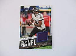 Featuring bold graphics, it will have your kiddo looking great while boasting loyalty to one of the nfl's most promising players. Lamar Jackson Baltimore Ravens 2019 Prestige Player Worn Jersey Card Ebay