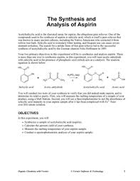 The Synthesis And Ysis Of Aspirin
