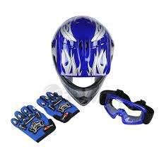 Us 38 39 7 Off New Dot Youth Blue Flame Dirt Bike Atv Mx Boy Motocross Motorcycle Helmet Goggles Gloves S M L In Helmets From Automobiles