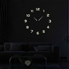 Home Large Luminous 3d Diy Wall Clock