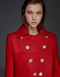 Long Red Wool Coat With Ons Woman