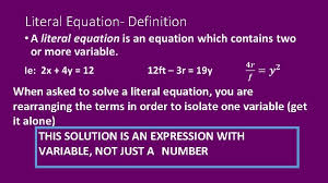 solving literal equations 11116