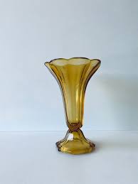 Old Tulip Vase In Amber Glass