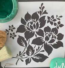 Country Garden Flower Stencil For