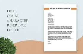 court character reference letter in