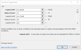 ifs function to calculate letter grades