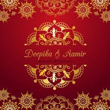 indian wedding card on a red background